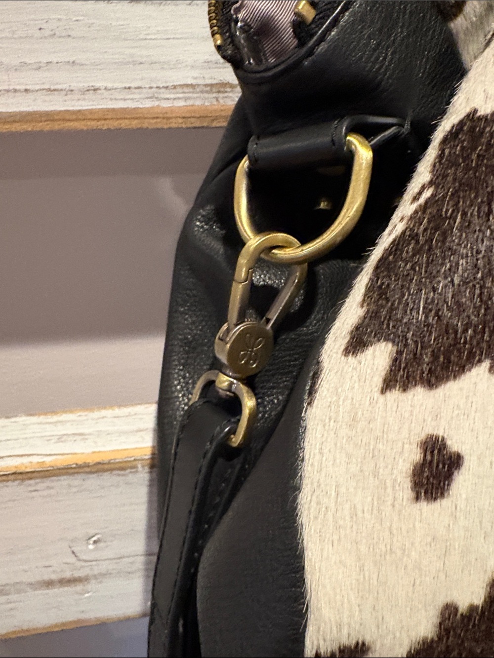 HOBO Black and White Cowhide Satchel - Picture 4 of 9